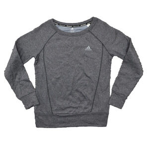 Adidas Women's Size M Pullover Sweater Gray Long Sleeve Polyester Crew Neck Soli